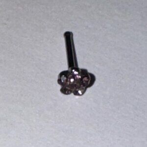 20 Gauge Purple Flower Rhinestone Nose Ring